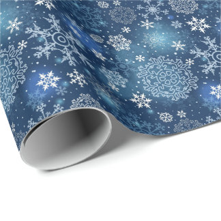 Frostblaue Schneeflocken Muster Geschenkpapier