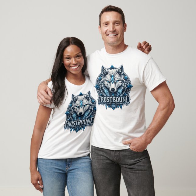 Frostbound Mystic Ice Wolf Fantasy Art T-Shirt (Unisex)