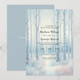 Frosted Blue Birch Forest Wedding Einladung