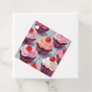 Frosted Cherry Cupcakes Geburtstagsfeier Geschenkanhänger
