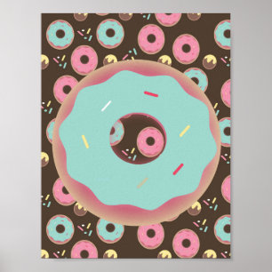 Frosted Donut 3D Streusel-Wandkunst Teal-Plakat Poster