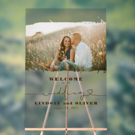 Frosted Elegant Wedding Welcome Foto Sign Acrylschild