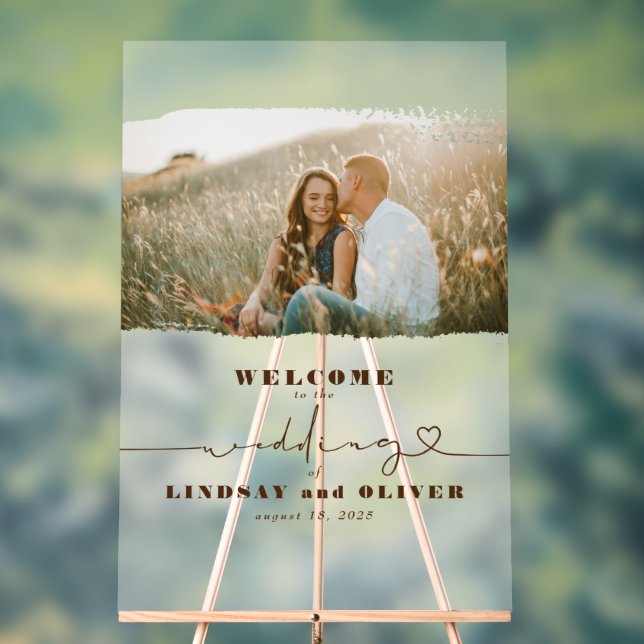 Frosted Elegant Wedding Welcome Foto Sign Acrylschild (Neutral)