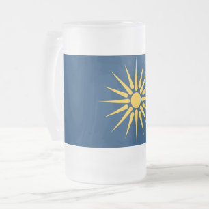 Frosted Glass Becher mit Flagge von Makedonien, Gr Mattglas Bierglas