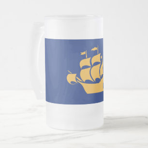 Frosted Glass Becher mit Flagge von Quebec City Mattglas Bierglas