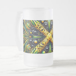 Frosted Glass Becher mit jamaikanischem Farbmuster Mattglas Bierglas