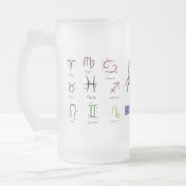 Frosted Glass Beer Mug ECC,ESMALTADO ZODIACAL Mattglas Bierglas