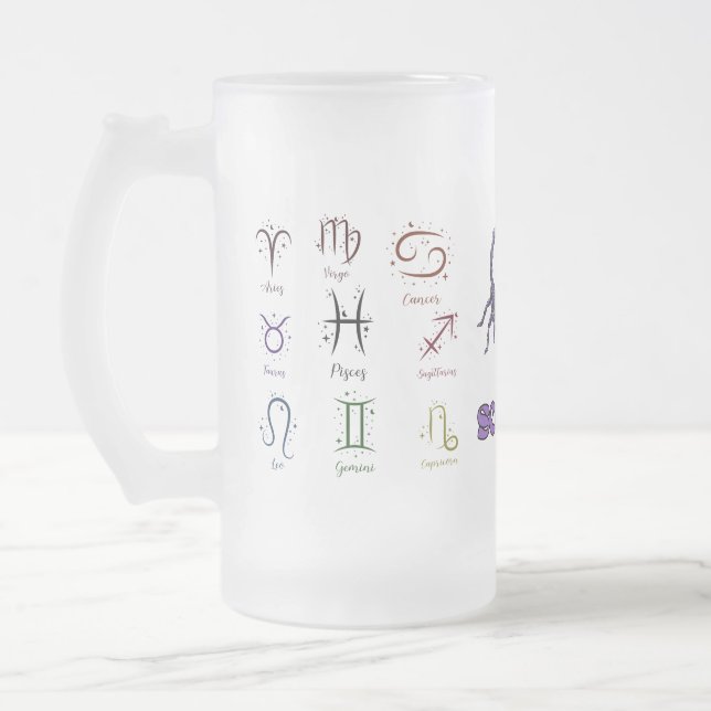 Frosted Glass Beer Mug ECC,ESMALTADO ZODIACAL Mattglas Bierglas (Links)