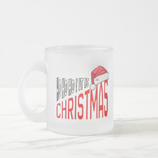Frosted Glass Mug 10oz : It's Christmas (red) Mattglastasse