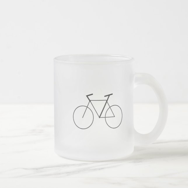 Frosted Glass Mug with Clean Bicycle Design Mattglastasse (Rechts)