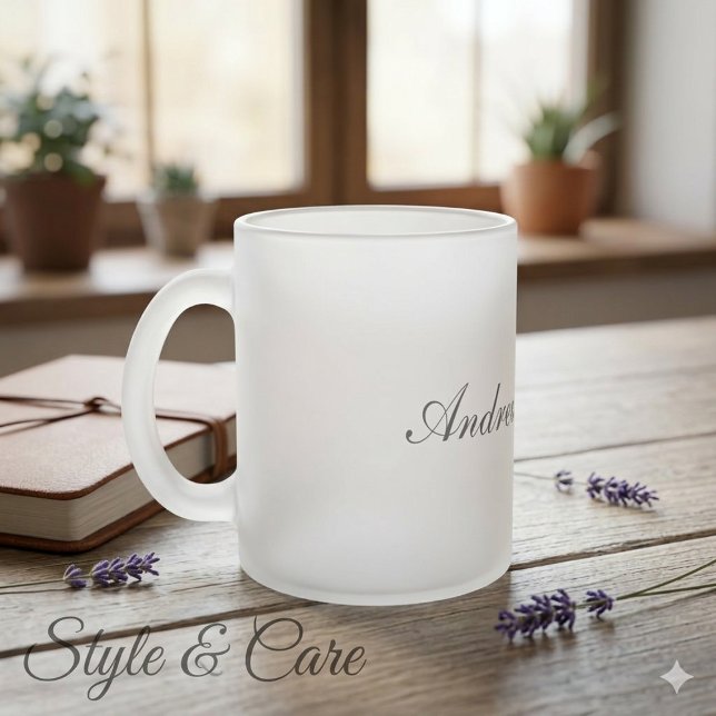 Frosted Glass Mug with Custom Name Touch Mattglastasse (Frosted Glass Mug with Custom Name Touch)
