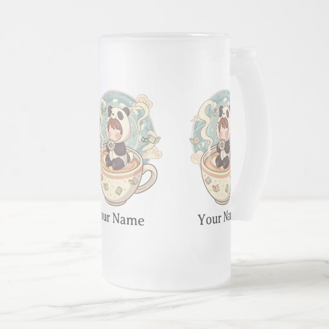 Frosted Glass Panda Cold Brew Becher Mattglas Bierglas (VorderseiteRechts)