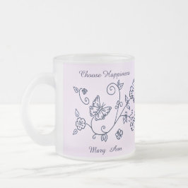 Frosted Glass Rosa Schmetterlings-Tasse Mattglastasse