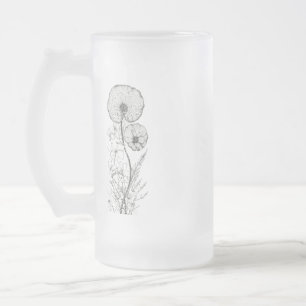 Frosted Glass Tasse - 16 oz Florale Umriss Kunst