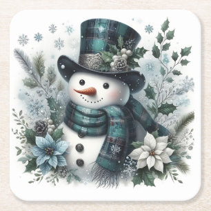 Frosted Joy und Evergreen Whispers Rechteckiger Pappuntersetzer