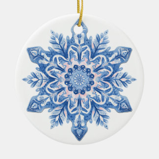 Frosted Lace-Schneeflocken-Ornament | Hellblau und Keramik Ornament