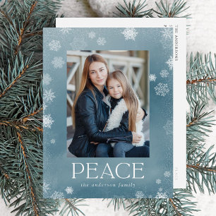 Frosted Peace Eisblaues Wasserfarben-Foto Feiertagspostkarte