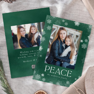 Frosted Peace Grüne Wasserfarben-Feiertags-Fotokar Feiertagskarte
