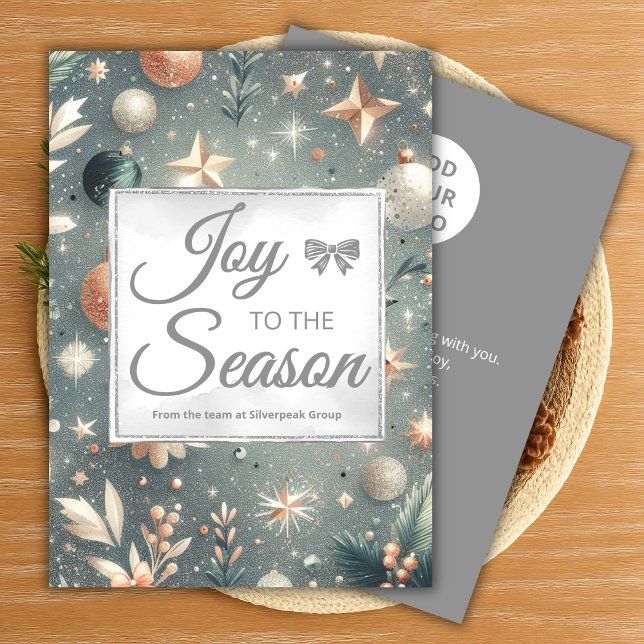 Frosted Silver Script Holiday Card Feiertagskarte (Von Creator hochgeladen)
