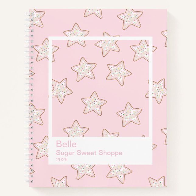 Frosted Star Cookies Große Transparente Rahmen Notizbuch (Vorderseite)