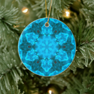 Frosteis Blauschneeflocken Kaleidoskop-Muster Keramik Ornament