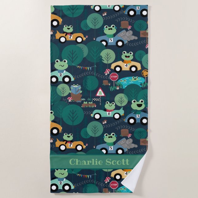 Froster Rennfahrer Kinder Personalisiert Strandtuch (Vorderseite)