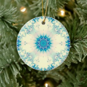 Frostes Wasser Frostblauer Winterschneeflocken Keramik Ornament