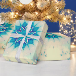 Frostes Wasser Frostig Blaue Winterschneeflocke Geschenkpapier