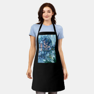 Frostfeenmädchens Blick auf einen saphirnen Winter Schürze