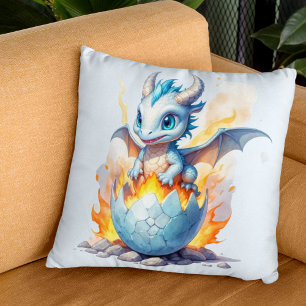 Frostfire Hatchling Blauer Drache Fantasy  Kissen