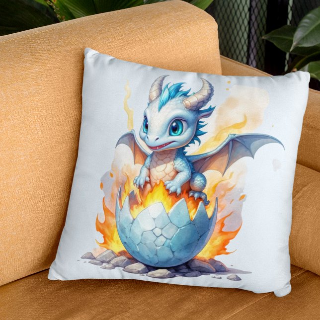 Frostfire Hatchling Blue Dragon Fantasy Kissen (Von Creator hochgeladen)