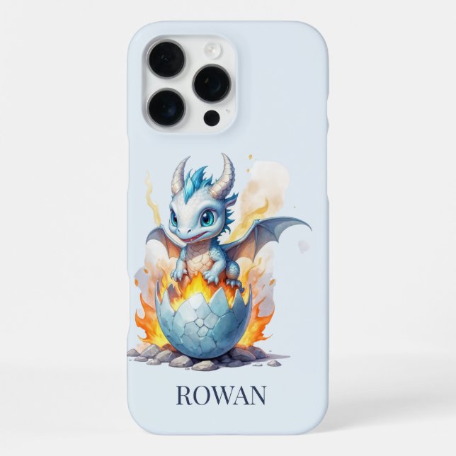 Frostfire-Hatchling Personalisierter blauer Drache iPhone Hülle (Rückseite)