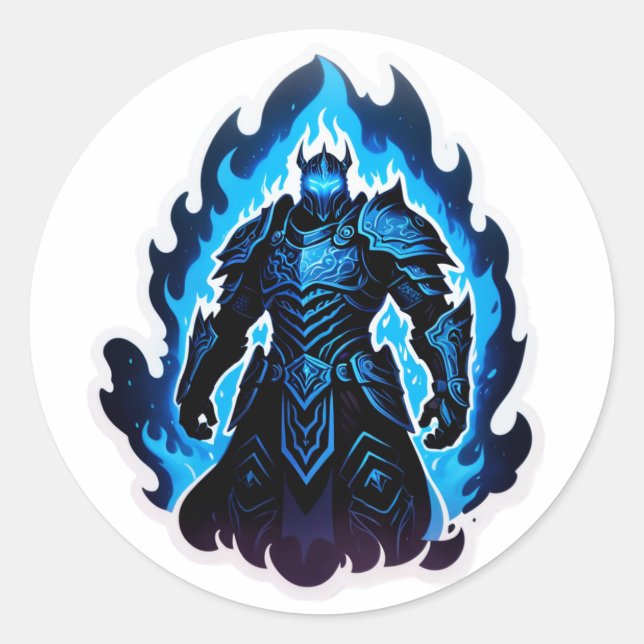 Frostfire Shadow Knight – Blue Inferno Edition Runder Aufkleber (Vorderseite)