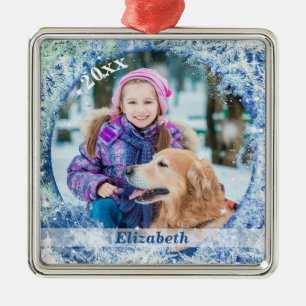 Frostgefrorenes Foto Personalisiert Silbernes Ornament