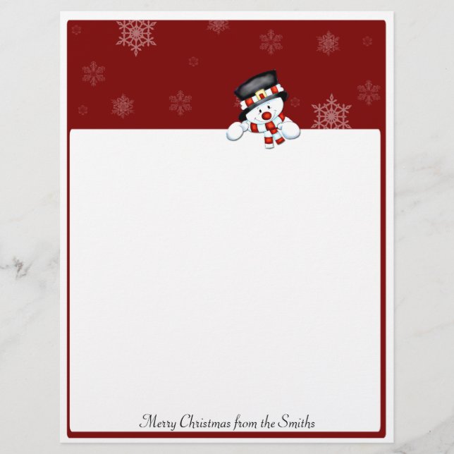 Frostie auf Rot mit weißen Schneeflocken (Vorderseite)