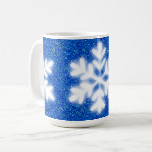 Frostig blaue Nordpol-Schneeflocken funkelnder S Kaffeetasse