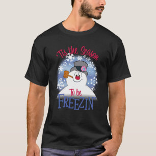 Frostig der Schneemann ist die Jahreszeit für Free T-Shirt