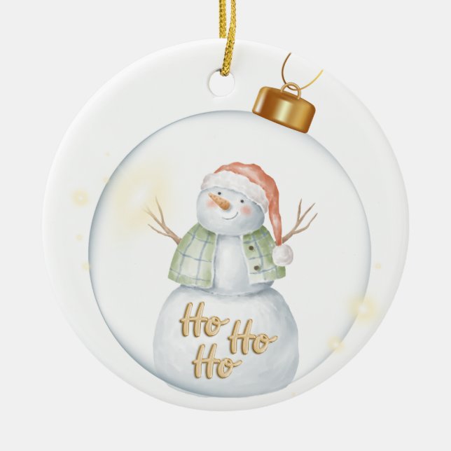 Frostig der Schneemann Keramik Ornament (Vorne)