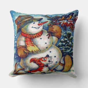 Frostig der Schneemann und Freunde Weihnachten Kissen
