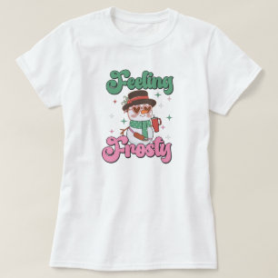 Frostig fühlender Retro-Schneemann T-Shirt