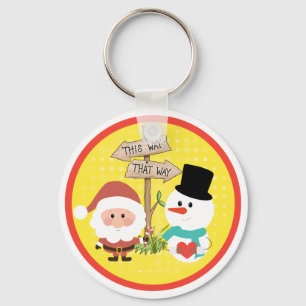 Frostig oder Santa? Wie geht es zu Weihnachten? Sc Schlüsselanhänger