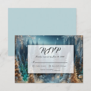 Frostige Kiefern im winterlichen Glanz Hochzeit RSVP Karte