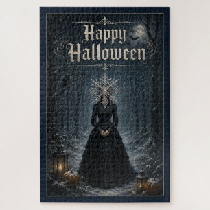 Frostige Mitternachts-Halloween-Verzauberin Puzzle