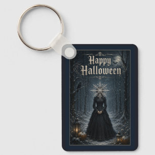 Frostige Mitternachts-Halloween-Verzauberin Schlüsselanhänger