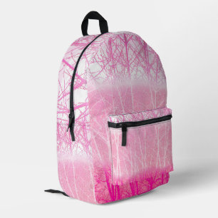 Frostige, neblige Bäume in Pfirsich und Rosa Bedruckter Rucksack