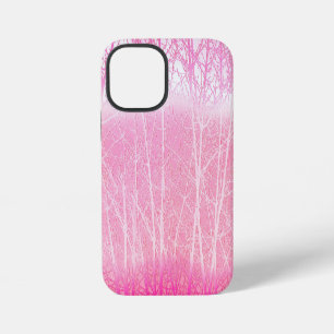 Frostige, neblige Bäume in Pfirsich und Rosa iPhone 12 Mini Hülle