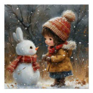 Frostige Paws: Ein bisschen Whimsy Bunny Poster