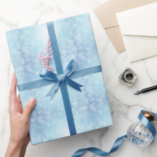 Frostige Schneeflocken Blaues Weihnachten Geschenkpapier