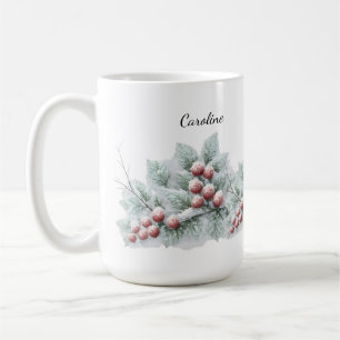 Frostige Winterbeere und Fichten-Botanik-Weihnacht Kaffeetasse