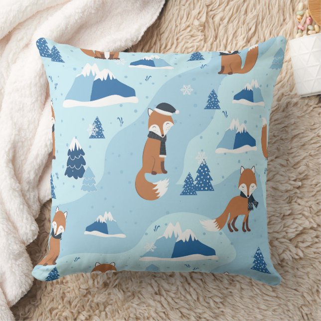 Frostige Winterfüchse Kissen (Decke)